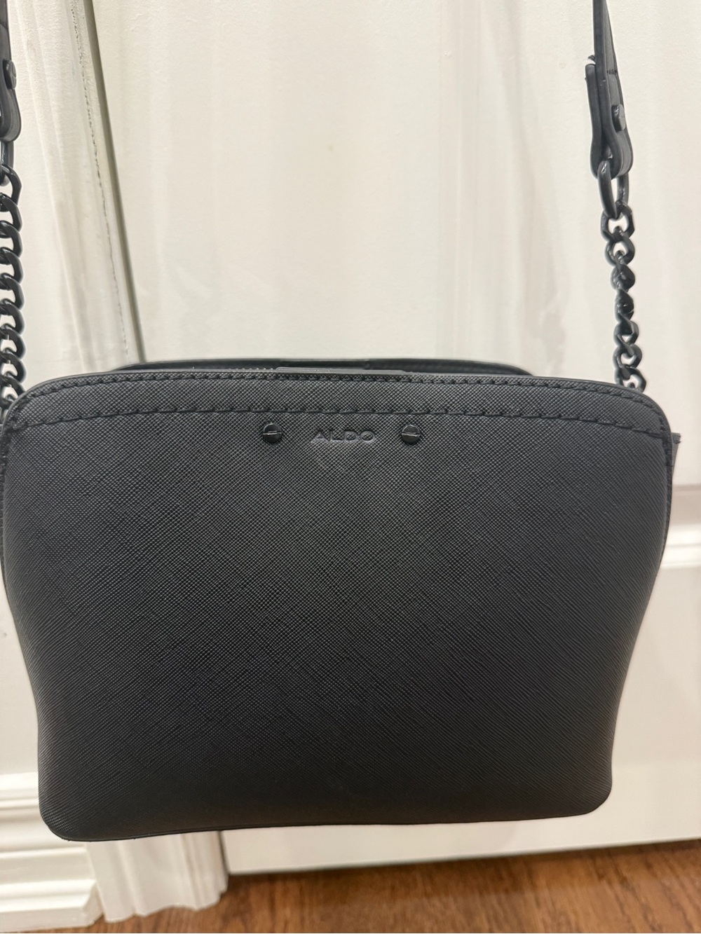ALDO Black Textured Crossbody with Chain Strap